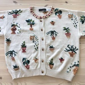 Vintage Christine Foley Plant Sweater